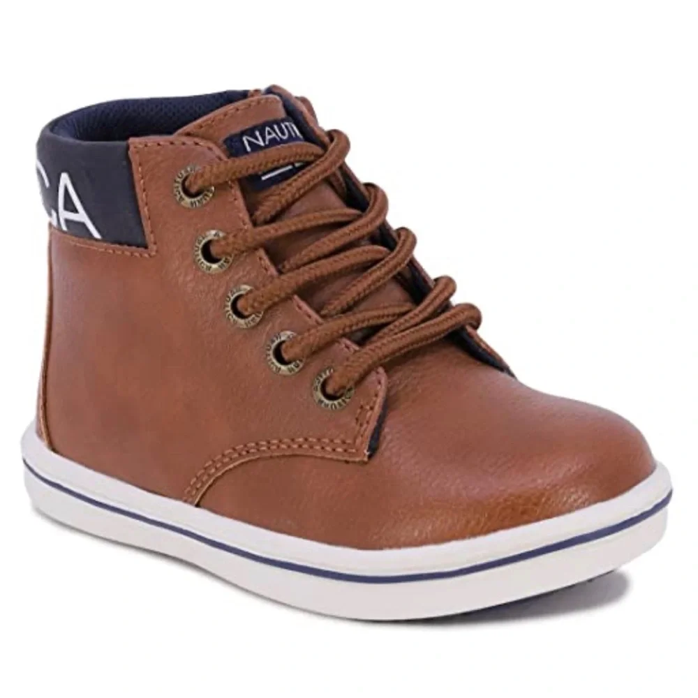 Nautica Dress Bootie Lace Up Chukka for Boys Toddler Bowenswarf - Tan Navy 7